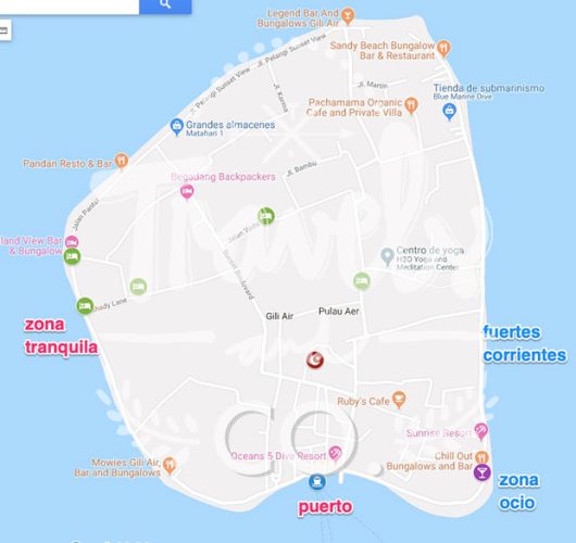 Islas Gili hoteles gili air mapa