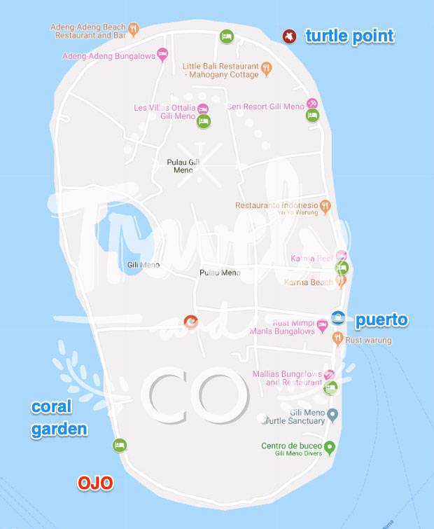 Islas Gili hoteles gili meno mapa